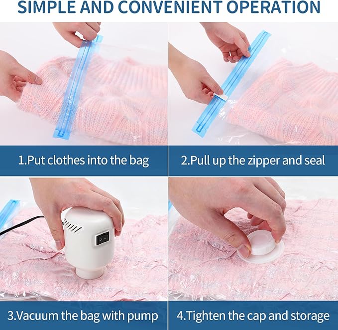 Vacuum Storage Bags with Electric Pump,8 Pack Extra Large Space Saving Vacuum Seal Bags for Bedding,Blankets,Comforters,Duvets,Pillows(8 Jumbo)