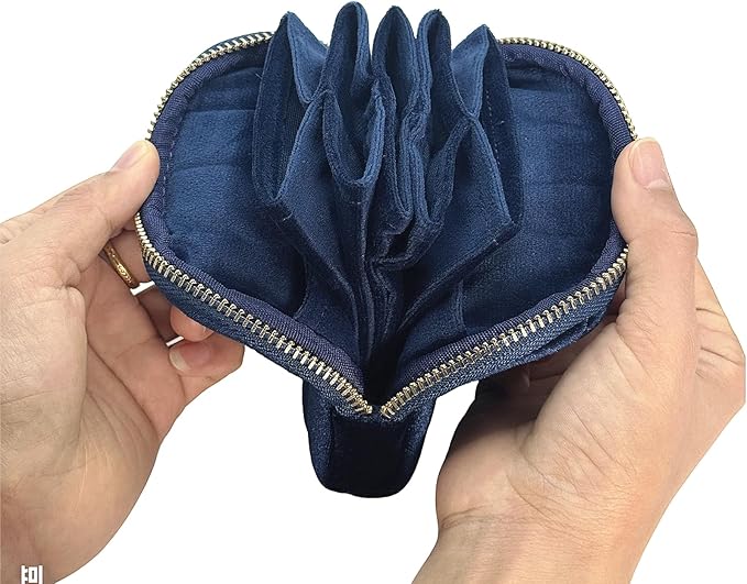 Small Travel Jewelry Case - Jewelry Travel Organizer Bag with for Bracelets, Necklaces, Bangles, Jewelry Organizer Storage Bag Gift for Women Girls,5.1x4.72x1.18 IN- RJB001-Navy