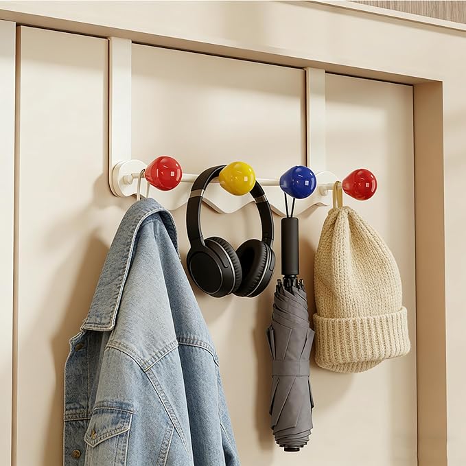 Over Door Coat Rack, Coat Hooks for Door Coat Hanger, Towel Hanger for Bathroom, Door Hanger Hooks, Hooks for Hanging Hat Key Towel Purse Robes Mudroom Entryway