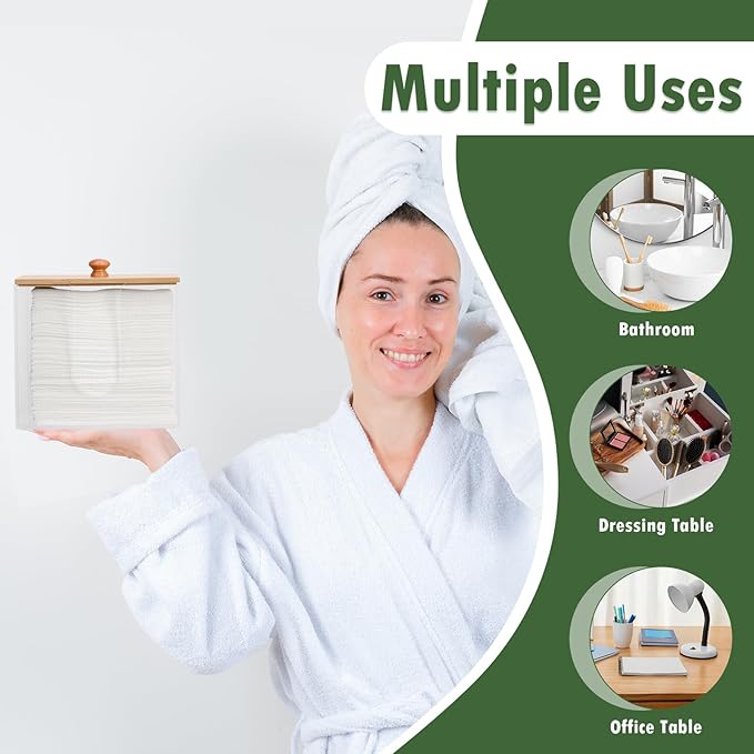 Clean Skin Club XL Acrylic Face Towel Container with Bamboo Lid - Dryer Sheet Holder for Bathroom & Laundry Room