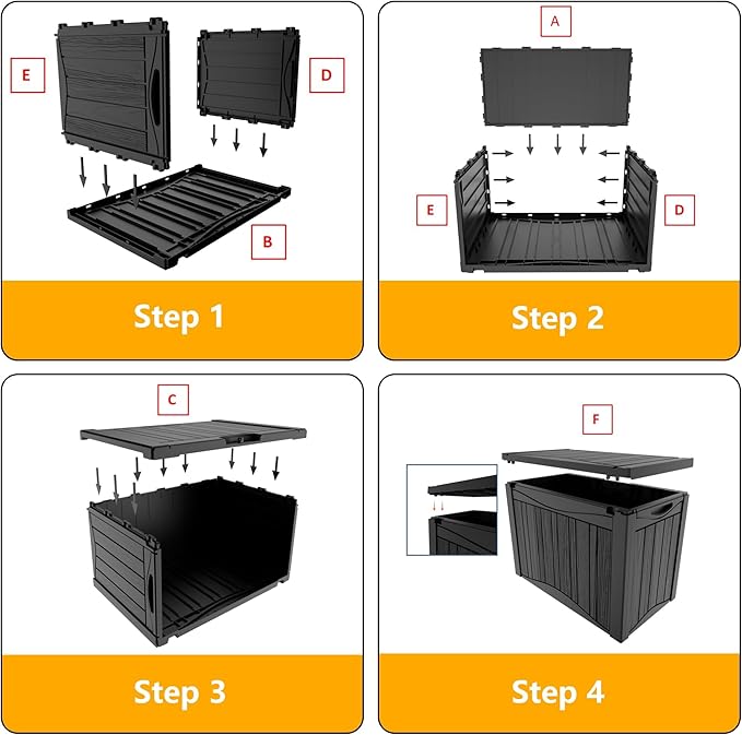 46 Gallon Resin Deck Box Waterproof Outdoor Storage Box for Patio Furniture Pool Accessories Indoor Storage for Cushion Garden Tools, Black