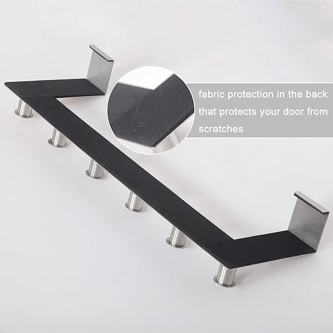 WEBI Over The Door Hook Door Hanger:Over The Door Towel Rack with 6 Peg Hooks for Hanging,Door Coat Hanger Towel Hanger Over Door Coat Rack for Clothes,Back of Bathroom,Silver,2 Packs
