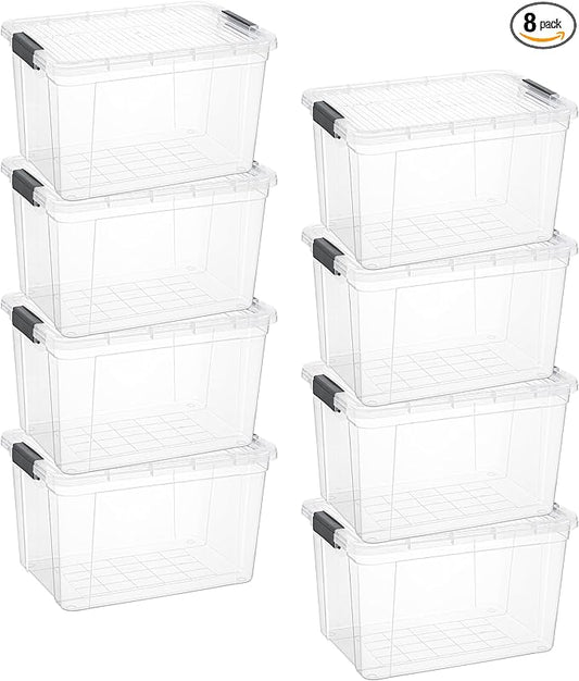 Superio Clear Storage Bins with Lids, 14.7 Quart BPA Free Plastic Containers, Transparent Boxes for Organizing, Stackable Crates, Organizer Totes for Home, Office, School, and Dorm