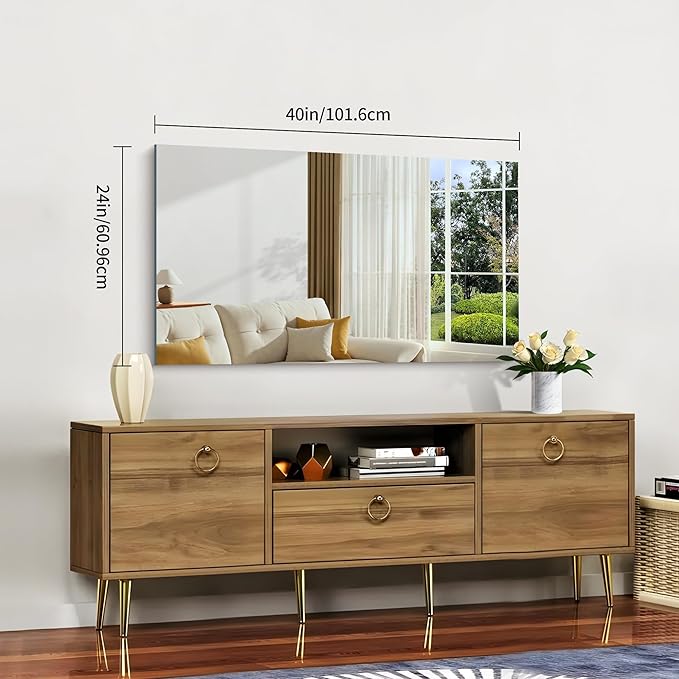 CILIBER Frameless Mirror, 24x40 Inch Rectangle Bathroom Mirrors for Wall, Upgraded Shatterproof Large Vanity Mirror Over Sink with Polished Edge for Bathroom, Bedroom, Living Room and Entryway