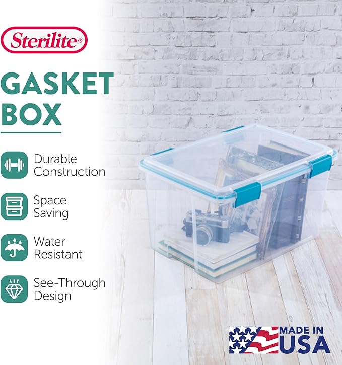 Sterilite 19344304 54 Quart Gasket Box Blue Aquarium Accents 4 pack
