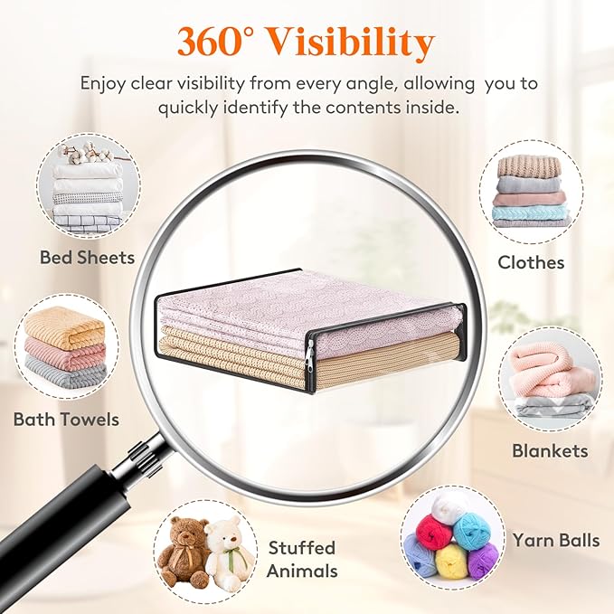 Lifewit 14L Clear Sheet Storage Bags with Zipper 10 Pack, Plastic Sweater Storage Bins for Clothing, Vinyl Foldable Clothes Containers Organizers for Closet, Blankets, Bedding 15.7 x 13.8 x 3.9 Inch