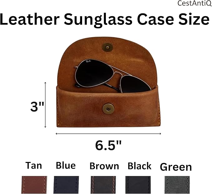 Leather Sunglasses Case Genuine Leather Eyeglass Case Soft Glasses Pouch Reading Glasses Case for Men & Women