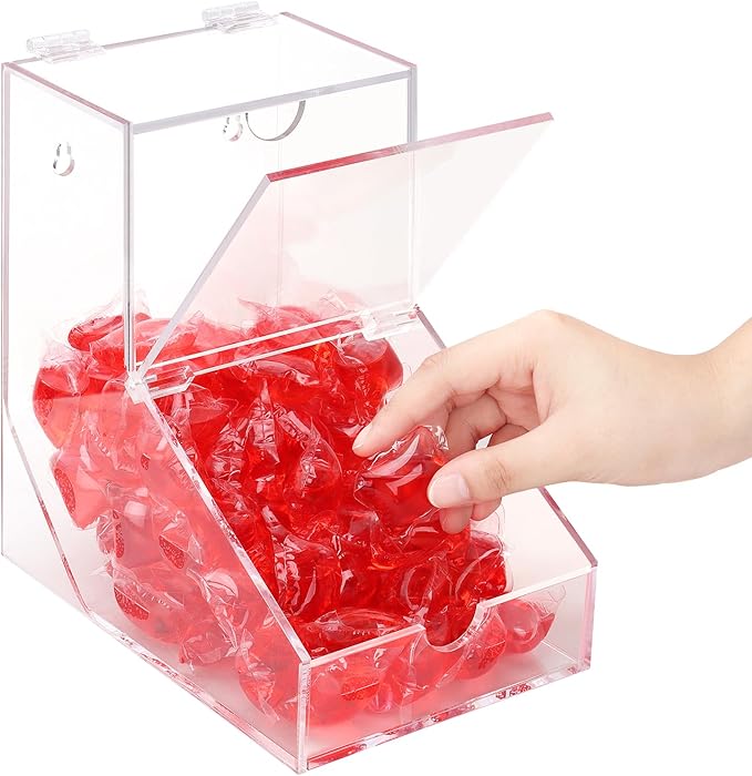 Laundry Pods Container, Acrylic Laundry Room Decor with 2 Lid, Candy Dispenser Organizer, Dishwasher Pod Holder for Home, Laundry Room, Kitchen Stand or Wall Mount