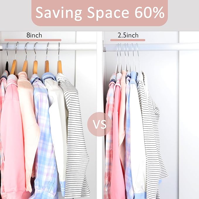 ManGotree 14 Inch Kids Velvet Hangers for Closet, Ultra-Thin Space Saving Children's Clothes Hangers, Non-Slip Felt Toddler Hanger for Youth's Clothes (32 Pack, White)