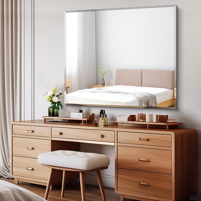 CILIBER Beveled Bathroom Mirror, 36x40 Inch Large Bathroom Mirrors for Over Sink, Upgraded Shatterproof Beveled Frameless Vanity Mirror for Bathroom,Bedroom,Living Room and Entryway