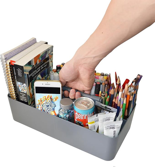 -Large Carry Caddy Bin Basket Portable Office Desk Storage DIY- MADE IN USA (Orion Gray)
