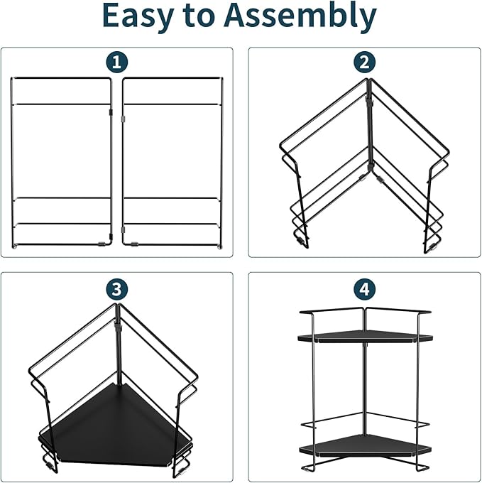 Bathroom Organizer Countertop, 2-Tier Bathroom Organizers and Storage for Bathroom Countertop, Kitchen Counter, Corner Storage Shelf for Storage, Skincare, Perfume, Makeup (Black)