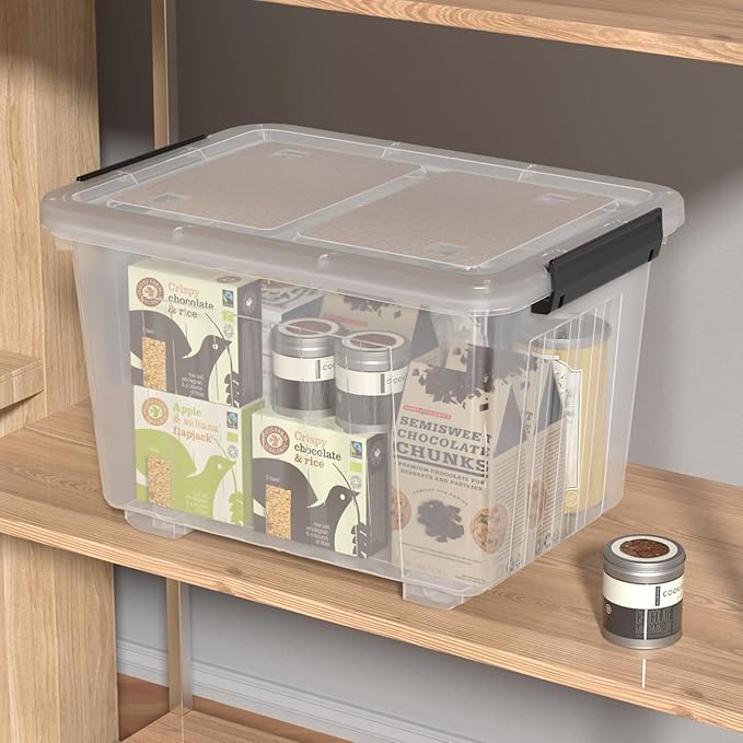 Readsky 30 Quart Clear Plastic Storage Bin with Lid and Wheels, Clear Totes Storage, 4 Packs