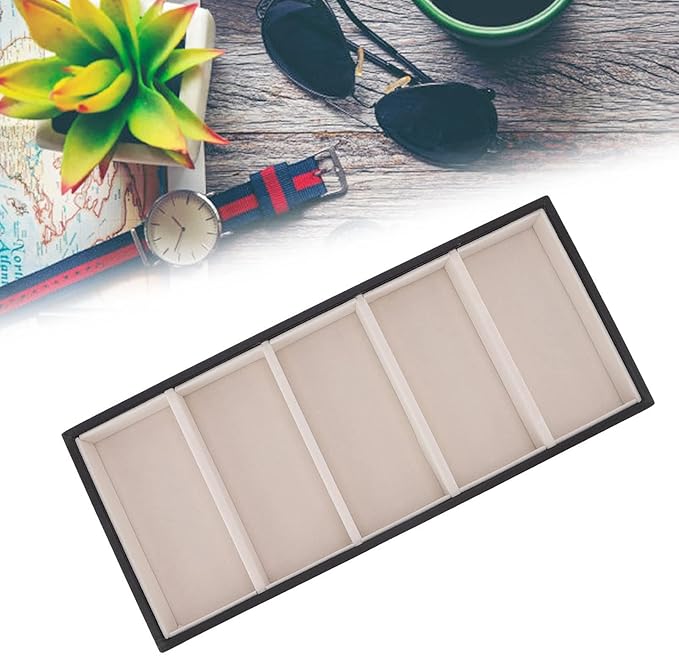 5 Grid Stackable Eyeglass Storage Holder Organizer, Sunglass Drawer Organizer Glasses Tray Display Case Box Eyeglasses Watches Jewelry Display for Dresser or Store Countertop