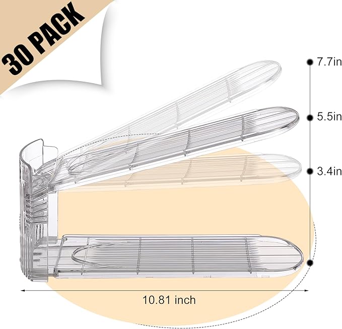 Clear Shoe Slots Organizer with Adjustable Height, Acrylic Closet Stacker Display, Storage Shoe Rack Organizer, Double Layer Holders for Shelf Wardrobe Space Saving(Clear,30 Pack)
