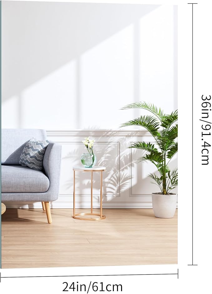 CILIBER Frameless Mirror, 24x36 Inch Bathroom Mirror for Wall, Rectangle Bathroom Vanity Mirrors with Polished Edge, Hangs Horizontally or Vertically for Bathroom, Bedroom and Living Room