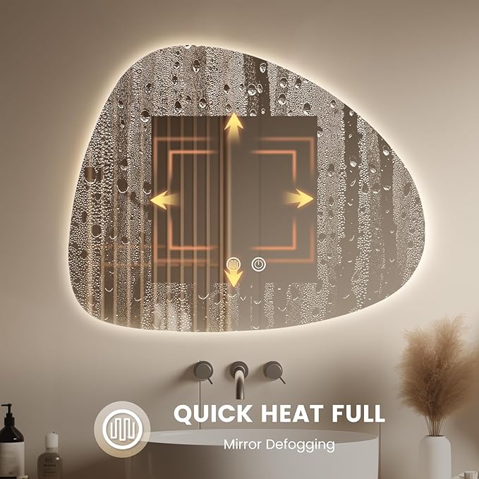 WallBeyond LED Bathroom Mirror with Lights, 20 x 25 Inch Led Bathroom Vanity Mirror for Wall, Anti Fog Mirror for Bathroom, 3 Colors and Dimmable Light