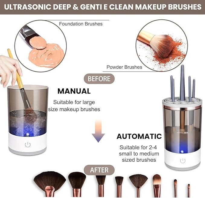 TARSHYRY Electric Makeup Brush Cleaner Machine, Automatic Brush Cleaner Spinner Dryer, Cleanser Tool for All Size Makeup Brushes
