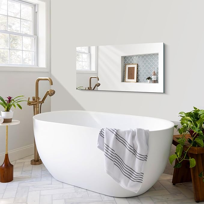 CILIBER Frameless Mirror, 20x40 Inch Bathroom Mirrors for Wall, Rectangle Bathroom Vanity Mirrors with Polished Edge, Hangs Horizontally or Vertically for Bathroom, Bedroom and Living Room