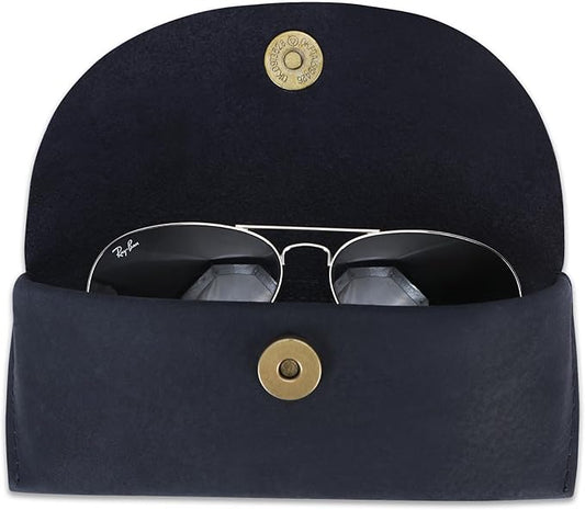 Leather Sunglasses Case Genuine Leather Eyeglass Case Soft Glasses Pouch Reading Glasses Case for Men & Women