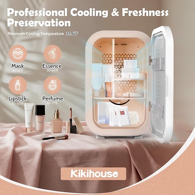 22L Mini Skincare Fridge, Beauty Fridge for Cosmetic Storage, 44°F Intelligent Temperature Control, Personal Small Makeup Refrigerator for Bedroom, Dorm