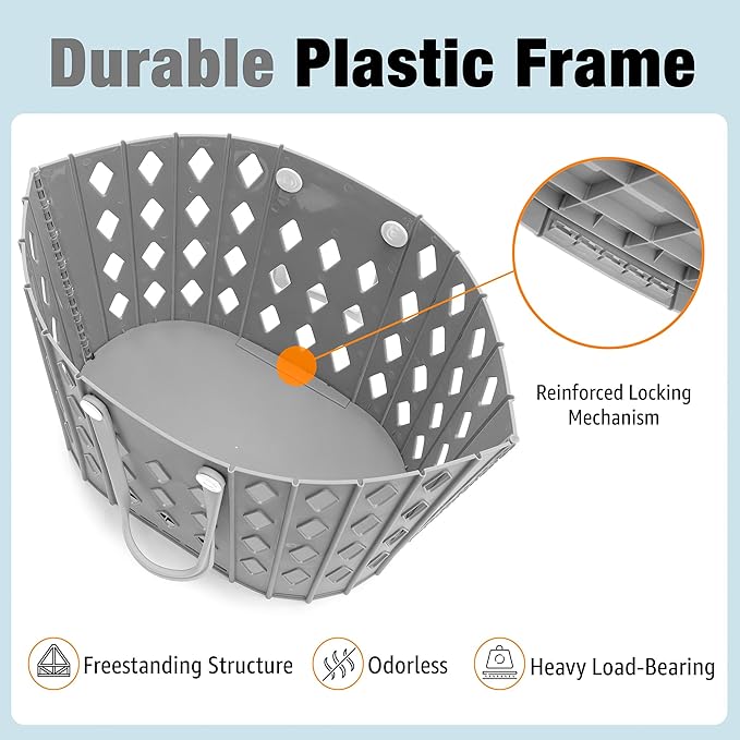Collapsible Laundry Baskets – Durable Foldable Laundry Hamper for Room Organization, Dirty Clothes Hamper, Basket for Blankets, and Laundry Room Storage – Gray Laundry Basket Set - 2 pack, 45L