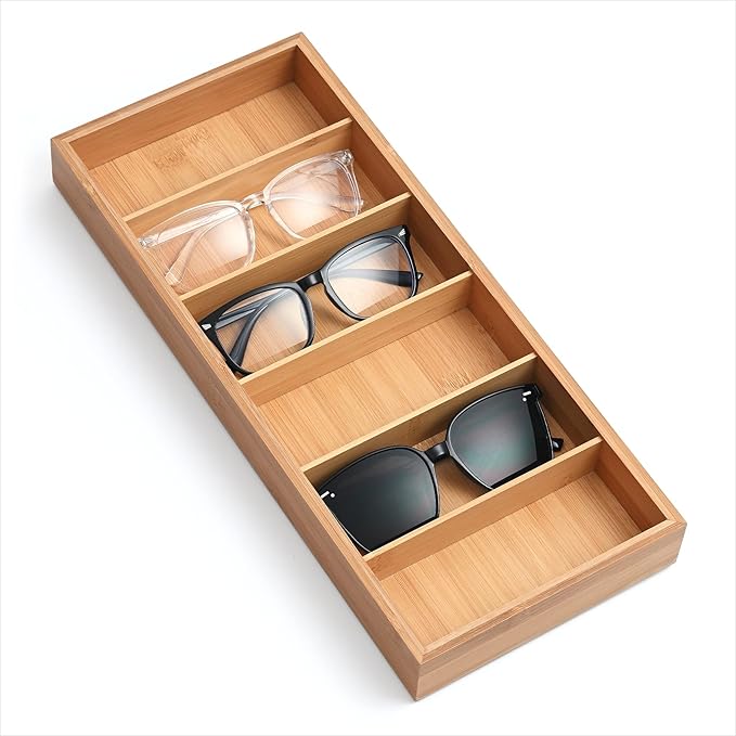 Natural bamboo Glasses Eyeglass Eyewear Sun glasses Sunglasses Box Storage Case Tray Display Showcase Organizer Box