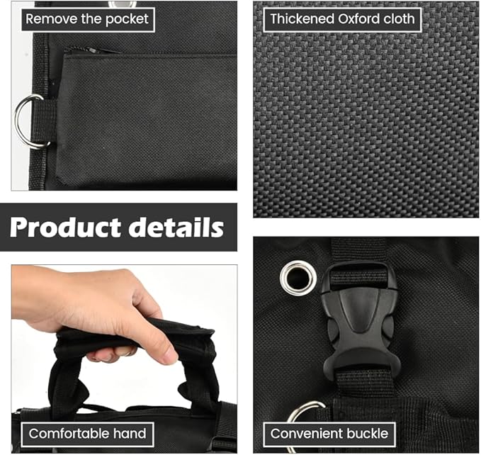 Roll-Up Tool Bag Heavy-Duty Waterproof - 4 Compartments & 2 Detachable Pouches | Compact Tool Organizer for Mechanics, RV & Motorcycle Storage, Handyman & Electricians (Black, Large)