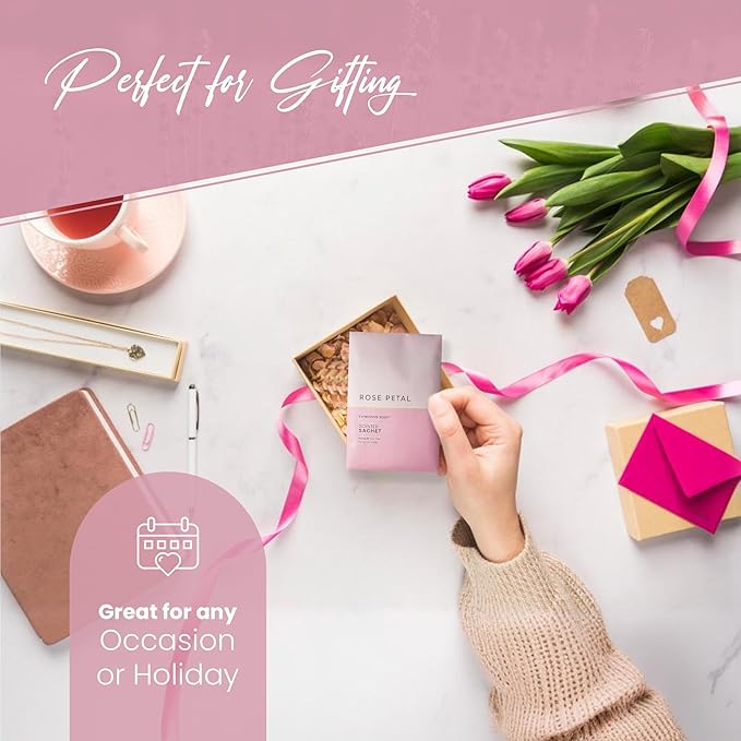 Expressive Scented Fresh Scent Pouches – Perfect Rose Petal Air Freshener – Home Fragrance & Closet Deodorizer for Drawers, Closets, Cars and Bathrooms – Long-Lasting Fresh Scent Sachets (6-Pack)