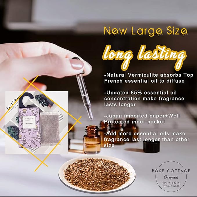 ROSE COTTAGE Large 12 Packs Lilac Hanging Closet Air Freshener Scented Sachets Long Lasting Smell Goods