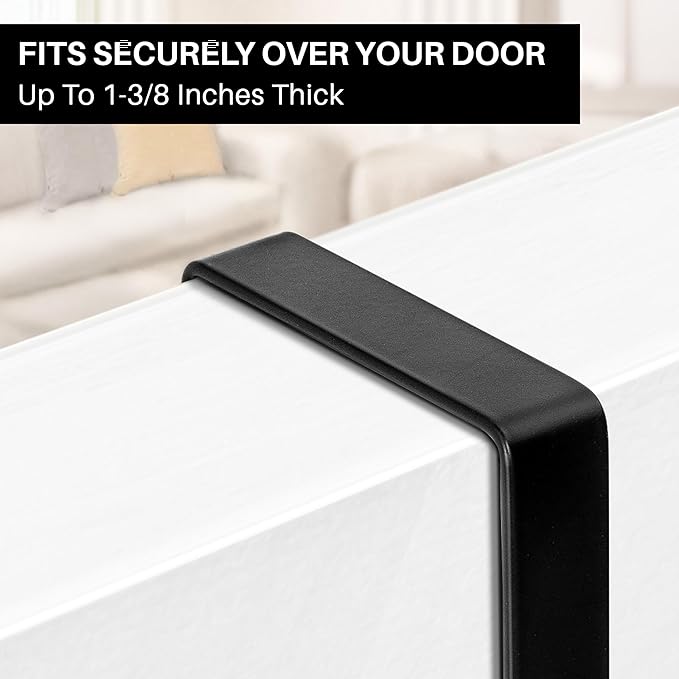 LYNK Professional® Home™ Over The Door Hooks - 5 Hook Over The Door Hanger - Over Door Coat Rack - Hanging Towels or Clothes - Bathroom, Bedroom or Laundry Room - Lifetime Ltd. Warranty – Black