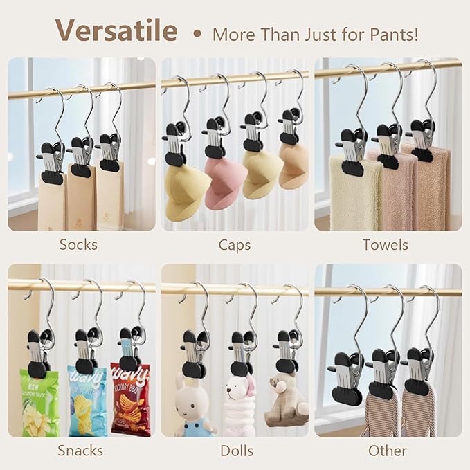 Wider Pants Hangers with Clip, 40 Pack Metal Leggings Hangers for Closet, Non-Slip Skirt Boot Jeans Hanger, Stackable Closet Organizer Space Saving Black