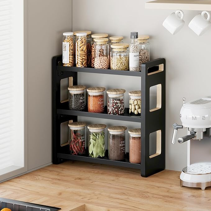 Bathroom Counter Organizer,Bathroom Counter Shelf,Bathroom Organizers,Under Sink Organizer,Cologne Organizer For Men,Cologne Cabinet,Spice Rack Organizer for Cabinet,Gifts(Black 3 Tier)