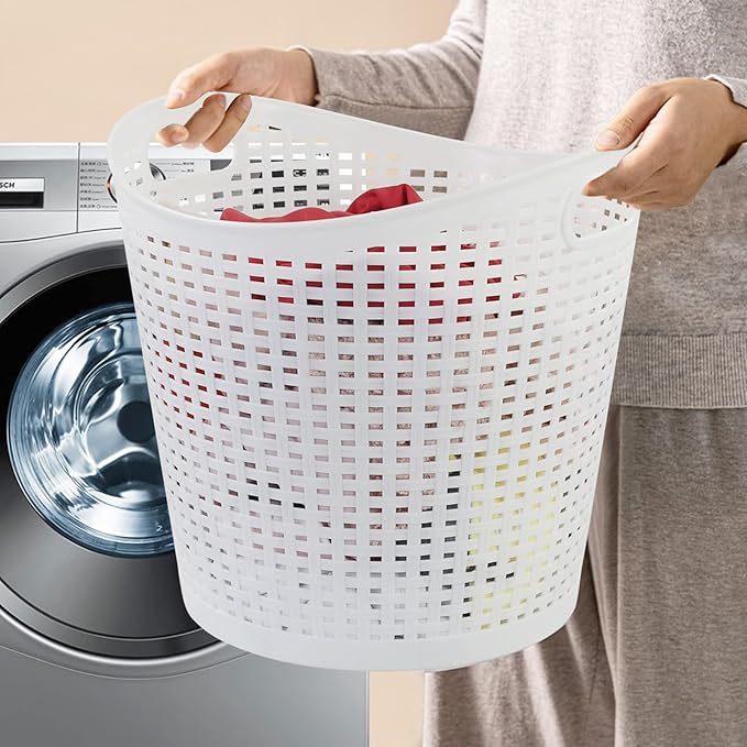 6-Pack 30 L Plastic Laundry Hamper, Large Plastic Storage Basket, White