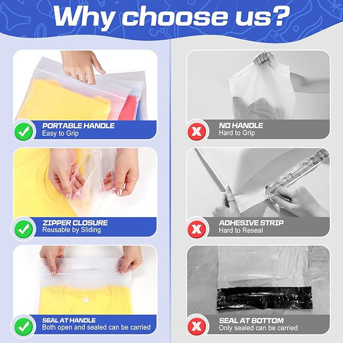 BoxLegend Shirt Folder Board V3 with Shirt Bags Zipper 11x14 inch Pack of 100 Shirt Packaging Frosted Shipping Bags with Handle