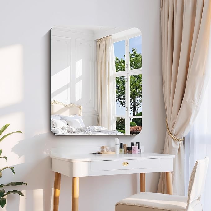 CILIBER Frameless Wall Mirror, 30" x 36" Rectangle Bathroom Mirror Rounded Corner, HD Shatterproof Vanity Mirror with Polished Edge for Over Sink, Bedroom, Entryway, Vertical or Horizontal