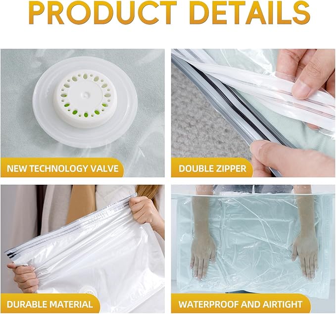 Large Vacuum Storage Bags with Electric Pump – 10 Pack（56×80 cm / 22×31.5 in) Space Saver Bags for Bedding, Comforters, Blankets, Clothes, Pillows, Jackets, Coats – Home Organization