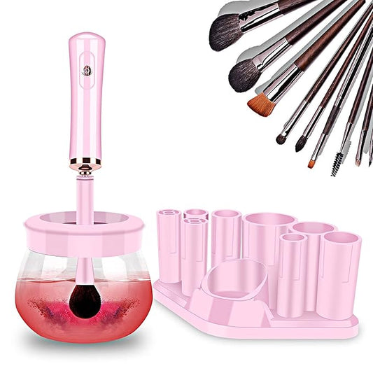 Makeup Brush Cleaner Dryer, Neeyer Super-Fast Electric Brush Cleaner Machine Automatic Brush Cleaner Spinner Pink color…
