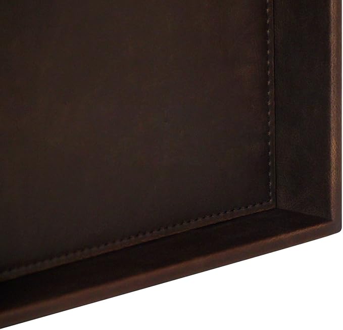 Vixdonos Leather Valet Tray Rectangular Catchall Tray Counter Organizer for Key,Jewelry,Perfume,Glasses and Watches(Brown)