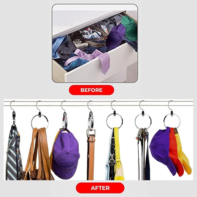 Multipurpose Closet Hangers, 75 Tie Belt Hanger for Closet, Great Space Saving Belt Organizer for Wardrobe, Ideal for Storing Belts, Ties, Scarfs, Baseball Hats, Purses & More, 3 Pack