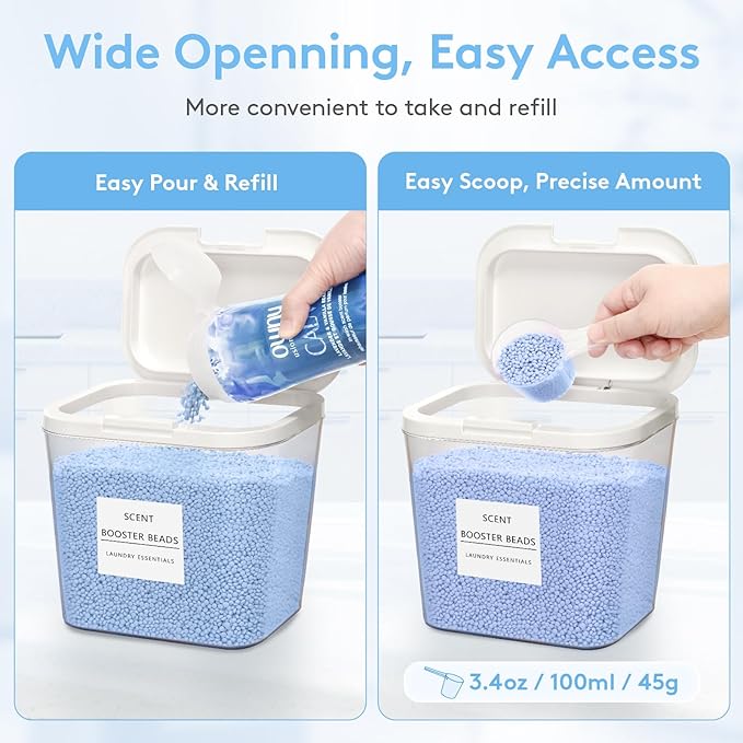 Lifewit Laundry Pods Container with Pop-up Lid, Detergent Dispenser, Dryer Sheet Holder, Laundry Room Organization Storage Jars for Washing Powder, Soap, Scent Booster Beads,0.5+0.72gal, 3 Pcs