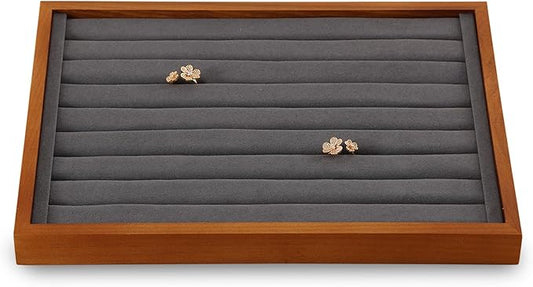 Ring Storage Tray, Wood Ring Tray For Jewelry,Black Earring Stud Organizer,Premium Jewelry Drawer Organizer