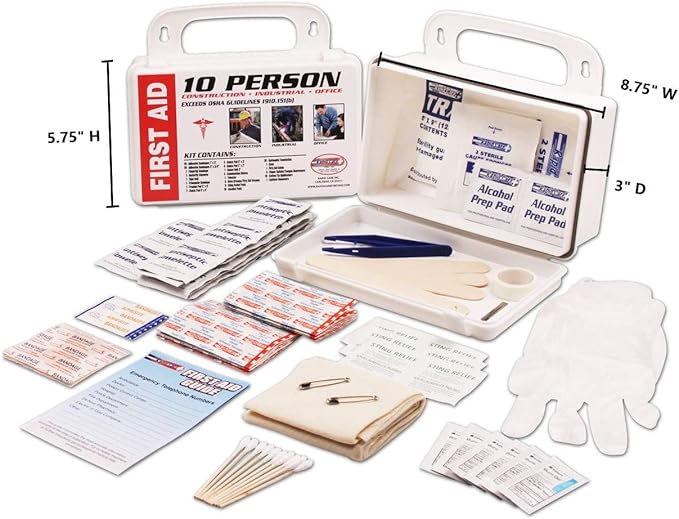 Rapid Care First Aid RC-10MAN-W 10 person 106 Piece ANSI/OSHA Compliant First Aid Kit in Wall Mountable Poly Case