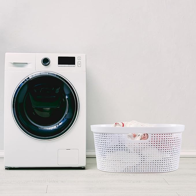 4 Packs Plastic Laundry Baskets, White Large Dirty Clothes Organizer Hampers, 40 L