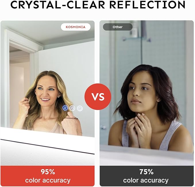 36x72'' LED Bathroom Mirror w/Light, Aluminum Frame, Dimmable Front & Backlit, Anti-Fog, Distortion Free, Light Memory, Tempered & Shatter-Proof Wall Mounted Vanity Silver Coating Mirror