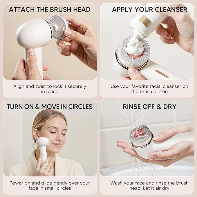 Bidirectional Rotation Facial Cleansing Brush for Women,Rechargeable Waterproof Face Exfoliator Brush for Deep Cleansing,Women Mom Her Valentine's Day Gifts