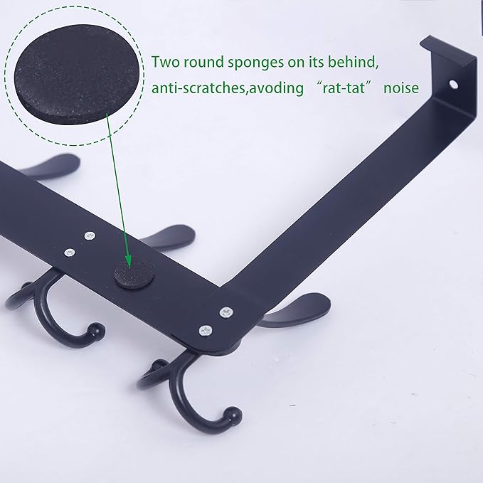 WEBI Over The Door Hook Door Hanger Hook Rack with 5 Tri Hooks for Hanging Coats, Door Towel Rack Door Coat Hanger Over Door Coat Rack for Behind Back of Bathroom,Black,2 Packs