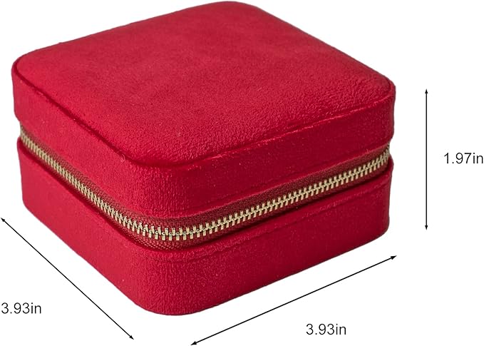 Customizable Compact Velvet Jewelry Box with Mirror, Travel Jewelry Case, Travel Jewelry Organizer, Jewelry Box for Women and Girls, Small Jewelry Organizer (Flower Design, Wine Red)