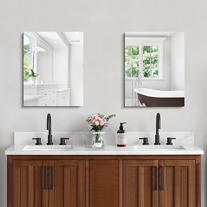 CILIBER Frameless Mirror 16"x20", Rectangle Bathroom Mirror, Shatterproof Vanity Mirrors Polished Edge, Unframed Mirrors for Wall Hangs Horizontally or Vertically for Home Gym Bedroom Living Room