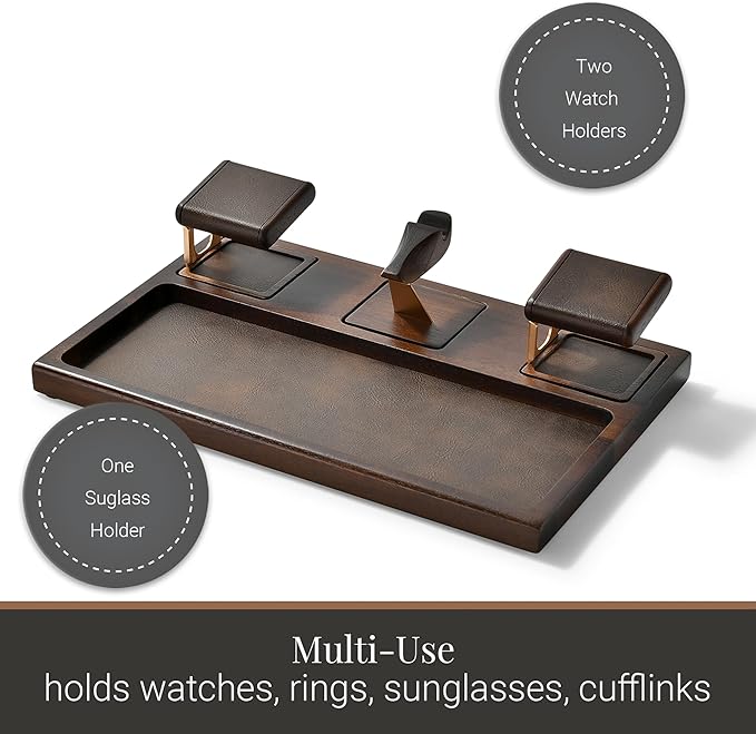 Shanik Engraved Men’s Valet Tray – Acacia Wood Catch All Organizer for Nightstand & Dresser Top, Custom Personalized Gift for Him, Groomsmen, Birthday, Father’s Day, Minimalist Men’s Storage Tray